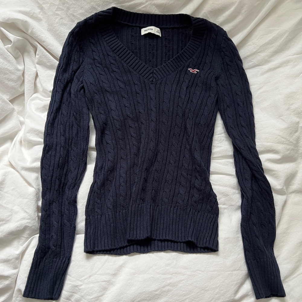 Hollister Navy V-Neck Sweater